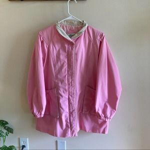 Vintage Learsi Pink Windbreaker Jacket with Ivory Collar